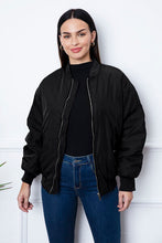 Load image into Gallery viewer, Ruched Zip Up Dropped Shoulder Jacket