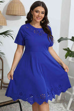 Load image into Gallery viewer, Plus Size Round Neck Openwork Dress
