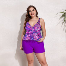 Load image into Gallery viewer, Plus Size Botanical Print Surplice Swim Set