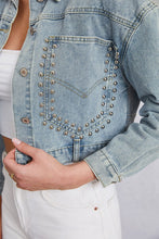 Load image into Gallery viewer, Studded Dropped Shoulder Denim Jacket