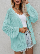 Load image into Gallery viewer, Openwork Button Front Cardigan