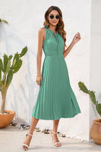 Load image into Gallery viewer, Swiss Dot Tie Neck Sleeveless Dress