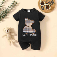 Load image into Gallery viewer, Baby MINI BOSS Bear Graphic Short Sleeve Romper
