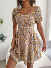 Load image into Gallery viewer, Floral Sweetheart Neck Flounce Sleeve Mini Dress