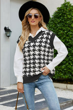 Load image into Gallery viewer, Houndstooth V-Neck Capped Sleeve Knit Vest