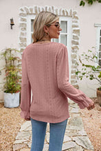 Load image into Gallery viewer, Eyelet Lace Trim Flounce Sleeve Blouse