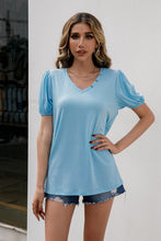 Load image into Gallery viewer, Button Detail Puff Sleeve Tee