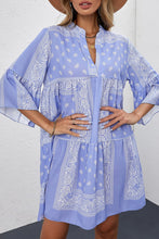 Load image into Gallery viewer, Paisley Three-Quarter Sleeve Mini Dress