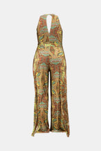 Load image into Gallery viewer, Plus Size Printed Tie Waist Jumpsuit with Pockets