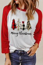 Load image into Gallery viewer, Christmas Tree Graphic Round Neck Long Sleeve T-Shirt