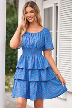 Load image into Gallery viewer, Floral Smocked Short Sleeve Layered Dress