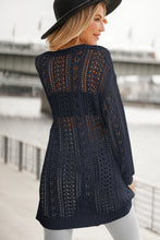 Load image into Gallery viewer, Openwork Ribbed Cuff Longline Cardigan