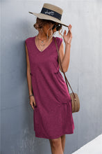 Load image into Gallery viewer, V-Neck Frill Trim Sleeveless Dress