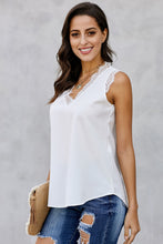 Load image into Gallery viewer, V-Neck Lace Trim Tank Top