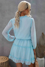 Load image into Gallery viewer, Swiss Dot Tie Neck Frill Trim Dress