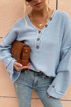 Load image into Gallery viewer, Button Detail Exposed Seam Sweater