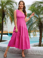 Load image into Gallery viewer, One-Shoulder Sleeveless Midi Dress