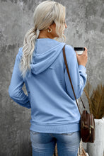 Load image into Gallery viewer, Distressed Zip Up Drawstring Detail Hoodie