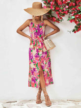 Load image into Gallery viewer, Printed Spaghetti Strap Front Slit Dress