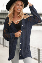 Load image into Gallery viewer, Openwork Ribbed Cuff Longline Cardigan