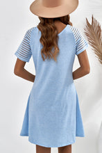 Load image into Gallery viewer, Sheer Striped Raglan Sleeve T-Shirt Dress