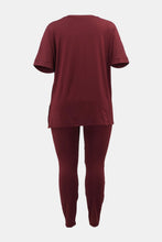 Load image into Gallery viewer, Plus Size V-Neck Slit Top and Pants Set