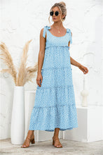 Load image into Gallery viewer, Polka Dot Adjustable Straps Tiered Dress