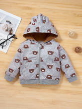 Load image into Gallery viewer, Girls Striped Onesie Solid Pants and Bear Hoodie Set