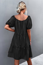 Load image into Gallery viewer, Puff Sleeve Square Neck Tiered Dress
