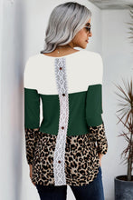 Load image into Gallery viewer, Lace Back Leopard Cut & Sew Tee