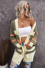 Load image into Gallery viewer, Striped Button Down Longline Cardigan with Pockets