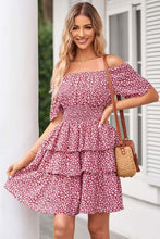Load image into Gallery viewer, Floral Smocked Short Sleeve Layered Dress