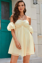 Load image into Gallery viewer, Gathered Detail Halter Neck Mini Dress