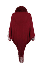 Load image into Gallery viewer, Striped Fringe Detail Long Sleeve Poncho