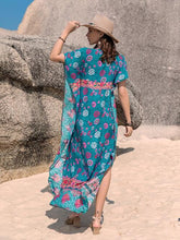 Load image into Gallery viewer, Printed Tie Neck Short Sleeve Dress