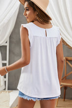 Load image into Gallery viewer, Keyhole Back Ruffle Shoulder Sleeveless Top