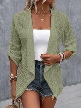 Load image into Gallery viewer, Eyelet Roll-Tab Sleeve Cardigan