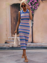Load image into Gallery viewer, Striped Round Neck Sleeveless Midi Cover Up Dress