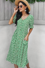 Load image into Gallery viewer, Ditsy Floral Button Down Midi Dress with Pockets