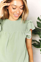 Load image into Gallery viewer, Double Take Pleated Detail Flutter Sleeve Blouse