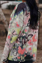 Load image into Gallery viewer, Butterflies Print Round Neck Zipper Front Blouse
