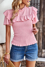 Load image into Gallery viewer, Smocked Tie Back Flutter Sleeve Blouse