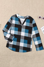 Load image into Gallery viewer, Plaid V-Neck Long Sleeve Top
