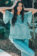 Load image into Gallery viewer, Floral Flare Sleeve Ruffle Hem Top