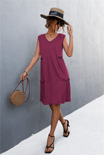 Load image into Gallery viewer, V-Neck Frill Trim Sleeveless Dress