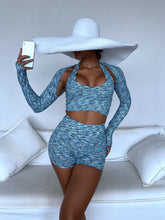 Load image into Gallery viewer, Multicolored Bralette, Bolero, and Shorts Set