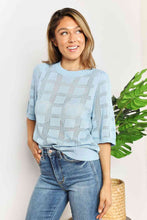 Load image into Gallery viewer, Double Take Ribbed Trim Round Neck Knit Top