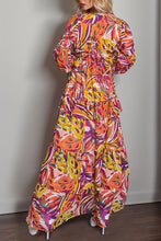 Load image into Gallery viewer, Printed Ruffled V-Neck Tiered Dress