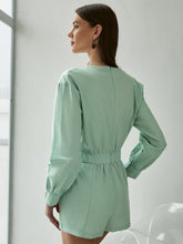 Load image into Gallery viewer, Buttoned Round Neck Romper with Pockets