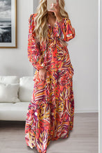 Load image into Gallery viewer, Printed Ruffled V-Neck Tiered Dress
